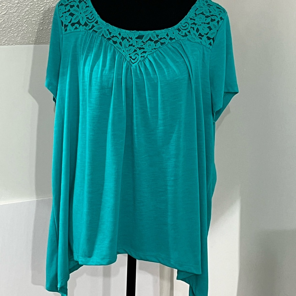 Torrid Teal Lace Embellished Top Blouse Womens Plus Size 0